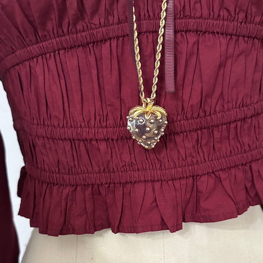 American Eagle Outfitters Maroon Ruffle Blouse - Picture 5 of 8